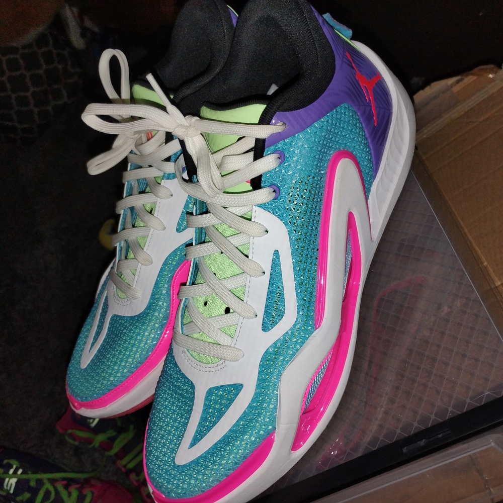 Jordan Athletic Shoes in Blue, Pink, and Purple